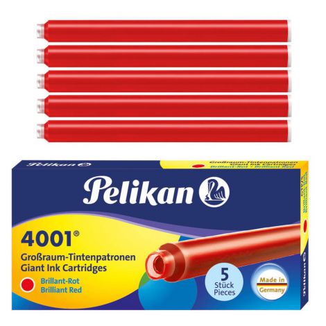 Naboje Pelikan długie 5szt czerwone - 2
